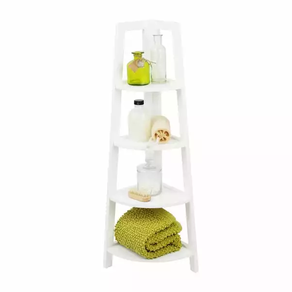 Lloyd Pascal White 4 Tier Corner Shelving Unit 4 Lloyd Pascal White 4 Tier Corner Shelving Unit - Image 2