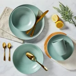Dunelm Stoneware Seafoam Blue Matte 12 Piece Dinner Set 7 Dunelm Stoneware Seafoam Blue Matte 12 Piece Dinner Set -Dune Sales Store 1000150783 alt02