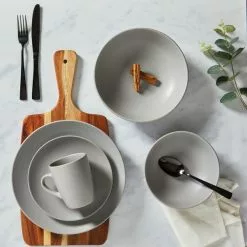 Dunelm Stoneware Grey Matte 12 Piece Dinner Set -Dune Sales Store 1000150784 alt02