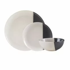 Dunelm Elements Dipped Charcoal 12 Piece Dinner Set -Dune Sales Store 1000157175 alt02