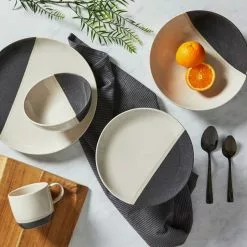 Dunelm Elements Dipped Charcoal 12 Piece Dinner Set -Dune Sales Store 1000157175 alt03