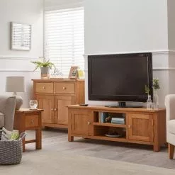 Dunelm Bromley Wide TV Unit Oak -Dune Sales Store 1000157737 alt01
