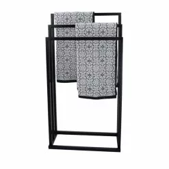 Lloyd Pascal Black 3 Rail Free Standing Towel Holder 8 Lloyd Pascal Black 3 Rail Free Standing Towel Holder -Dune Sales Store 1000161863 alt02