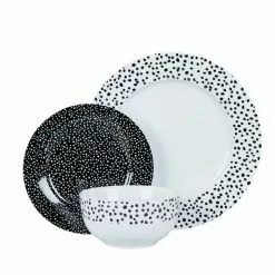 Dunelm Dottie Black 12 Piece Dinner Set -Dune Sales Store 1000167957 alt01