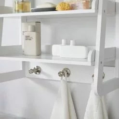 Lloyd Pascal Jasper White Wall Mounted Shelves With Chrome Hooks -Dune Sales Store 1000182100 alt04