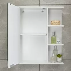 Lloyd Pascal Jaxon White Single Door Wall Cabinet With Open Shelves 10 Lloyd Pascal Jaxon White Single Door Wall Cabinet With Open Shelves -Dune Sales Store 1000182104 alt02
