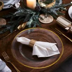 Dunelm Gold Rim Glass Charger Plate