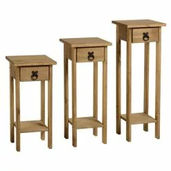 Seconique Corona Pine Set Of 3 Plant Stands