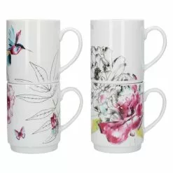 Dunelm Set Of 4 Heavenly Hummingbird Stackable Mugs