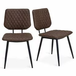 Dunelm Austin Set Of 2 Faux Leather Brown Dining Chairs