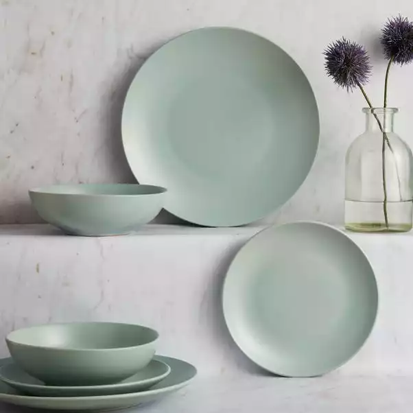 Dunelm Stoneware Seafoam Blue Matte 12 Piece Dinner Set 3 Dunelm Stoneware Seafoam Blue Matte 12 Piece Dinner Set
