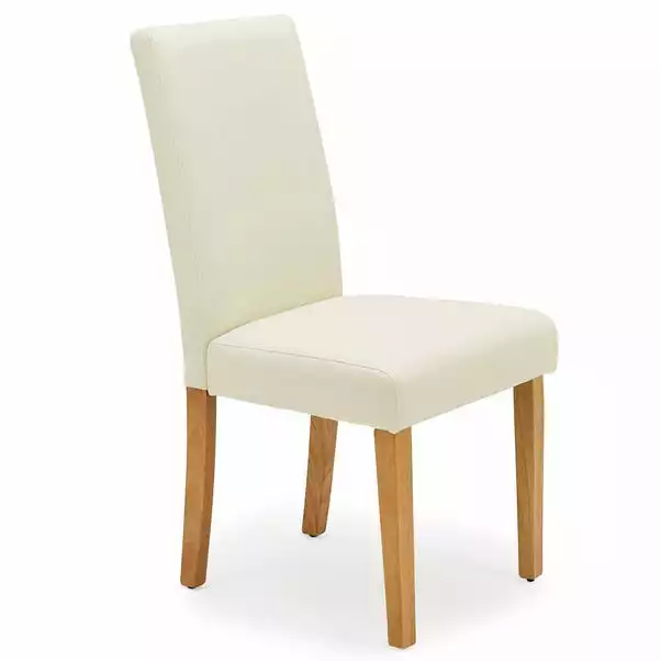 Dunelm Hugo Set Of 2 Faux Leather Cream Dining Chairs 5 Dunelm Hugo Set Of 2 Faux Leather Cream Dining Chairs - Image 3