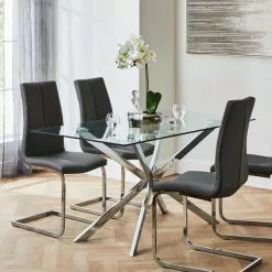 Dunelm Jamison Set Of 2 Faux Leather Grey Dining Chairs