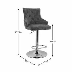 Dunelm Selena Distressed Velvet Bar Stool -Dune Sales Store 30685461 alt09