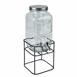Dunelm 3.3L Glass Drinks Dispenser With Infuser And Stand