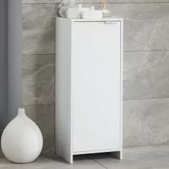 Lloyd Pascal Jaxon White Single Door Floor Cabinet With Adjustable Shelf