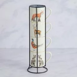 Dunelm Set Of 4 Woodland Stackable Mugs -Dune Sales Store 30730083 alt02