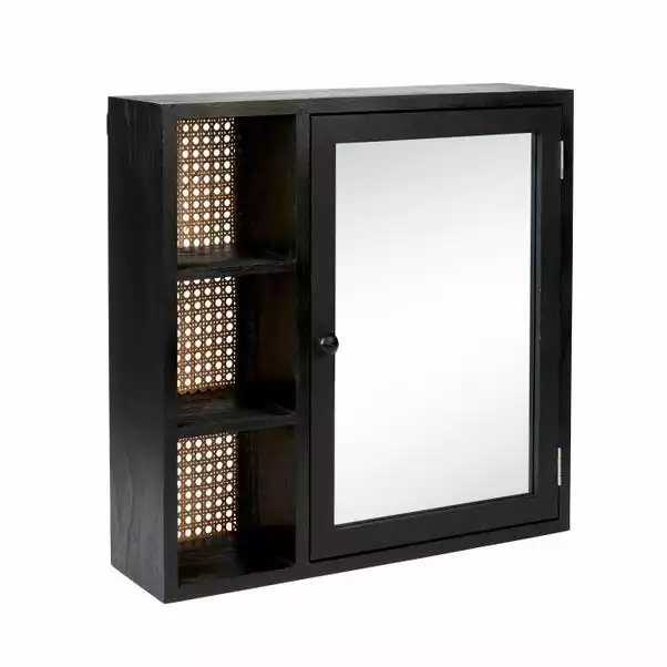 Dunelm French Cane Black Mirror Cabinet 5 Dunelm French Cane Black Mirror Cabinet - Image 3
