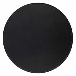 Dunelm Set Of 4 Black & Grey Faux Leather Reversible Round Placemats