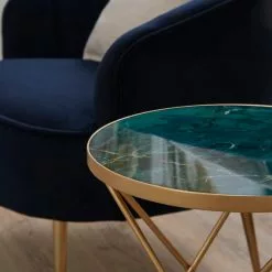 Dunelm Zoey Green Marble Effect Side Table -Dune Sales Store 30762776 alt01