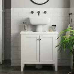 Dunelm Lynton White Compact Bathroom Under Sink Unit