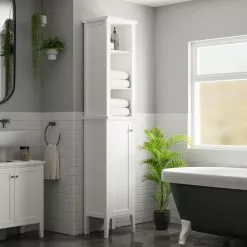Dunelm Lynton White Compact Bathroom Tall Unit