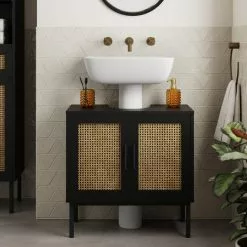 Dunelm Winslow Undersink Unit Black Rattan