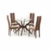 Julian Bowen Chelsea Small Round Glass Dining Table With 4 Cayman Dining Chairs -Dune Sales Store 30794182
