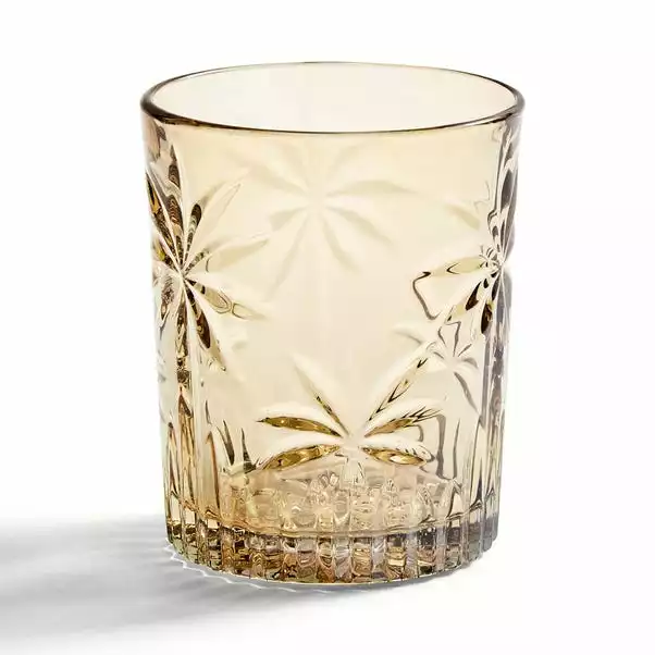 Dunelm Luxe Palm Amber Tumbler Glass 4 Dunelm Luxe Palm Amber Tumbler Glass - Image 2