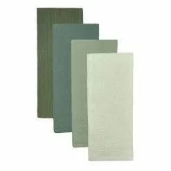 Dunelm Isabelle Waffle Pack Of 4 Tea Towels Greens