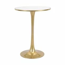 Dunelm Silas White Faux Marble Bar Table Gold -Dune Sales Store 30802254 alt03