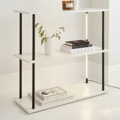 Dunelm Aiko Console Table With 2 LED Lights Black And Faux Marble