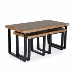Dunelm Freddie Rustic Wood Effect Nest Coffee Table -Dune Sales Store 30809245 alt02