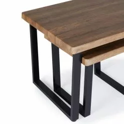 Dunelm Freddie Rustic Wood Effect Nest Coffee Table -Dune Sales Store 30809245 alt05