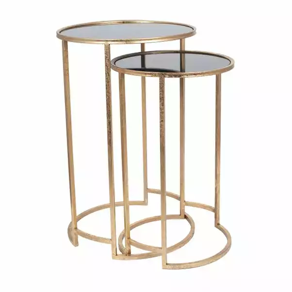 Pacific Lifestyle Pacific Veneziano Set Of 2 Nest Of Tables, Iron & Glass 8 Pacific Lifestyle Pacific Veneziano Set Of 2 Nest Of Tables, Iron & Glass - Image 6